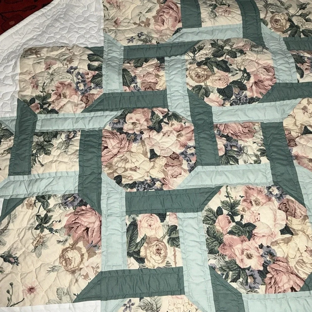 HandMade Pieced Machine‎ Quilted Quilt Floral Garden Twist 47x57